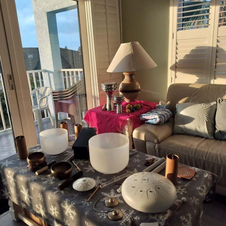 Florida interior studio showing healing instruments